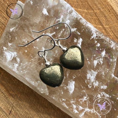 Pyrite Heart Earrings